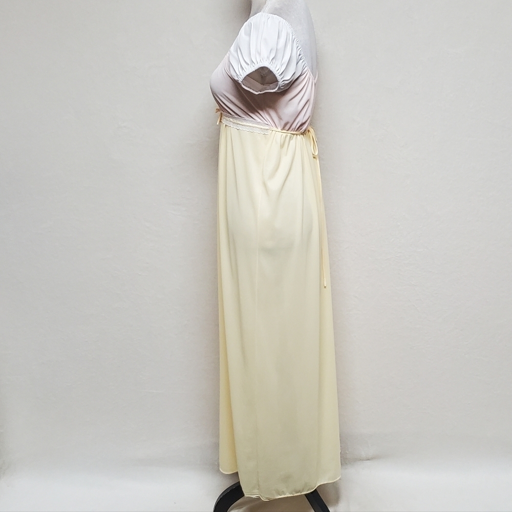 1960s Vintage Jrs by Barad Regencycore Pink Yellow Off-Shoulder Lace Nightgown - Picture 9 of 16